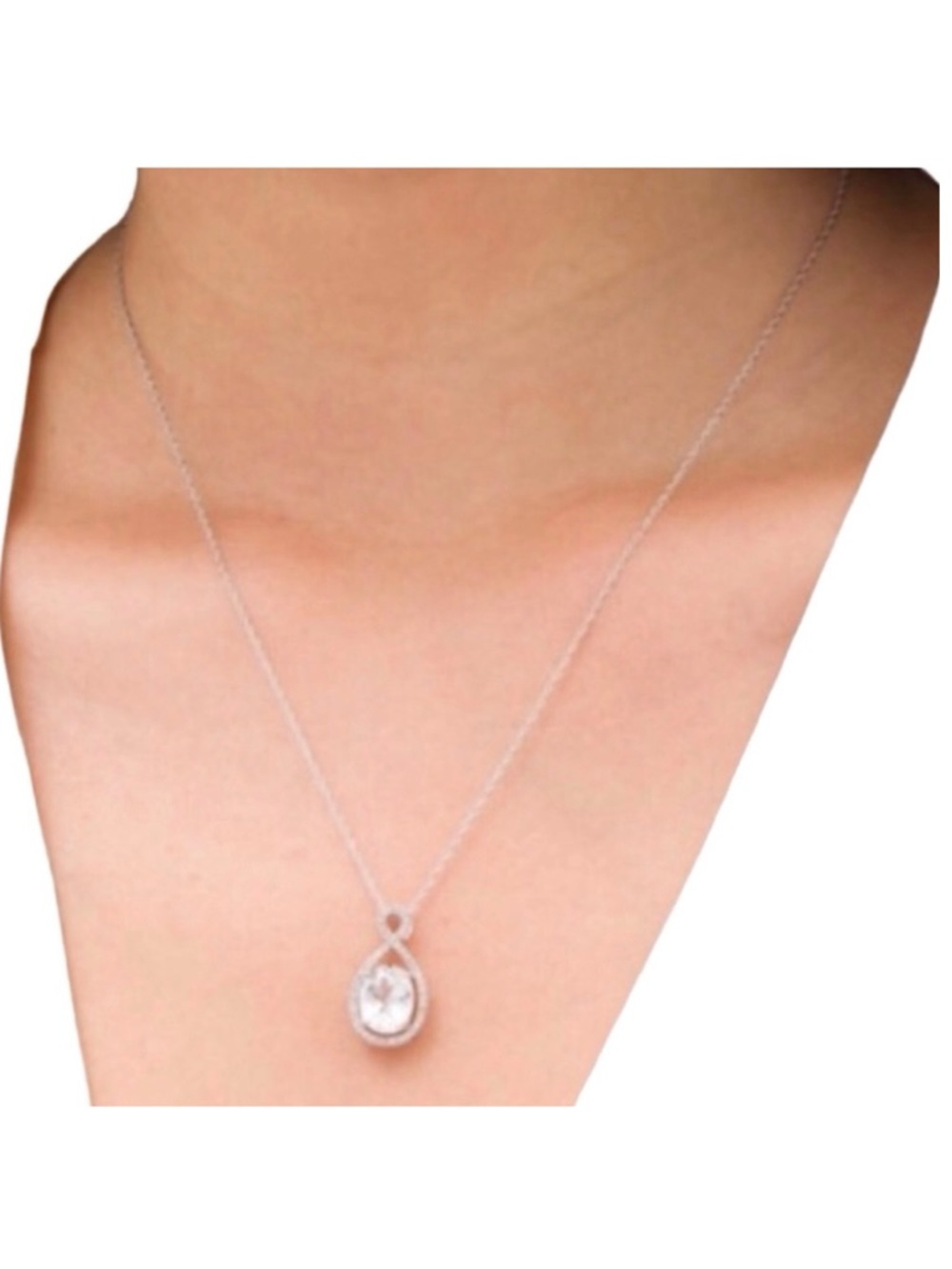 Zales Sterling Silver Lab Created Sapphire Asymmetric Infinity Necklace (NWT) - Picture 4 of 10